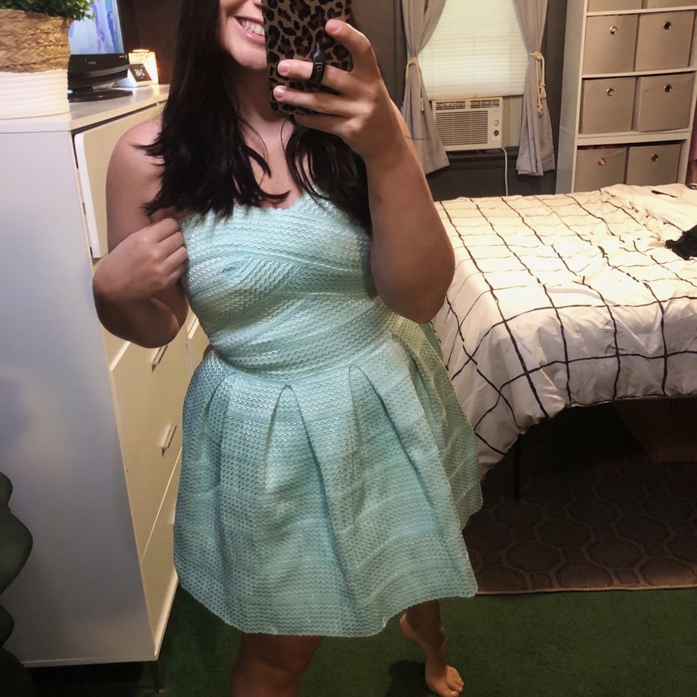 Pink Lily Light Mint Blue Strapless Dress